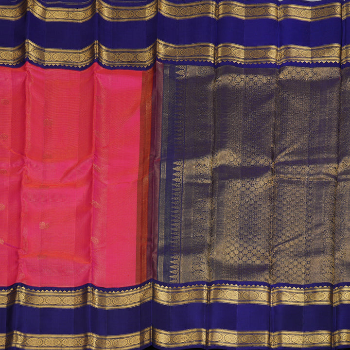 Hayagrivas Redish Pink Kanjivaram Silk Saree with Blue Border - BBD2019C3-1