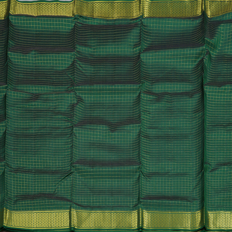 Hayagrivas Bright Bottle Green Handloom Kanjivaram Ten Yards Silk Saree BBD2042C4-1