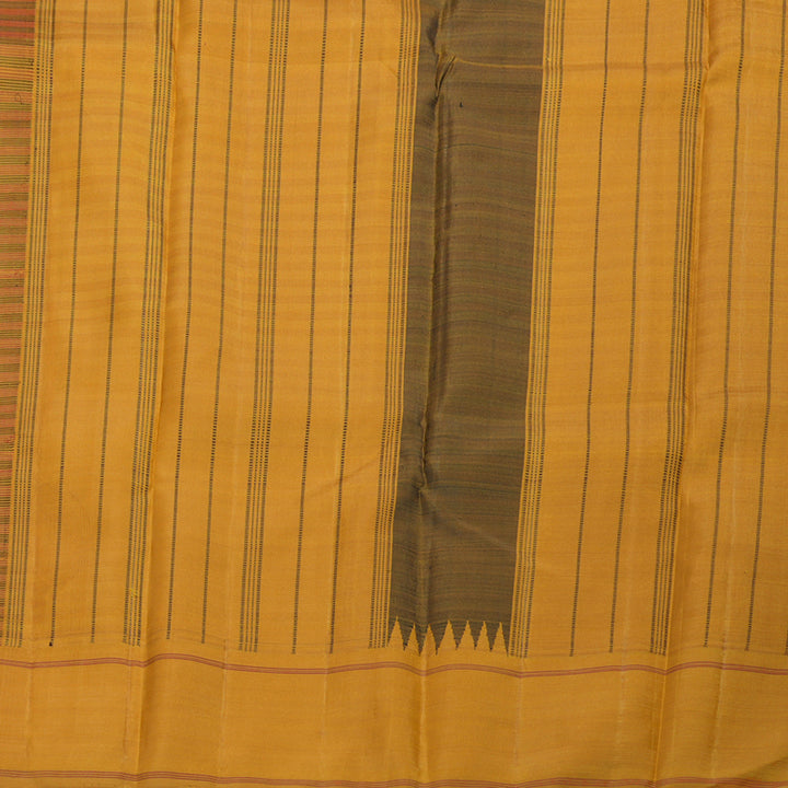 Hayagrivas Maroon And Black Checks Kanjivaram Silk Saree with Mustard  Border BBD209E1-1