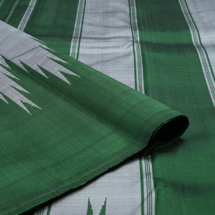 Hayagrivas Sizzling Grey Handloom Kanjivaram Silk Saree with Bottle Green Border BBD209E2-3