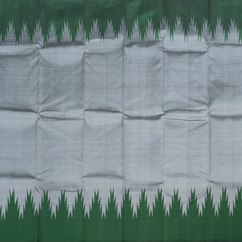 Hayagrivas Sizzling Grey Handloom Kanjivaram Silk Saree with Bottle Green Border BBD209E2-3