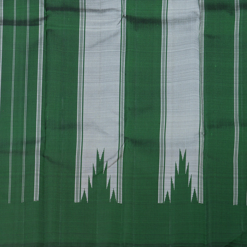 Hayagrivas Sizzling Grey Handloom Kanjivaram Silk Saree with Bottle Green Border BBD209E2-3