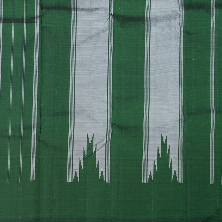Hayagrivas Sizzling Grey Handloom Kanjivaram Silk Saree with Bottle Green Border BBD209E2-3