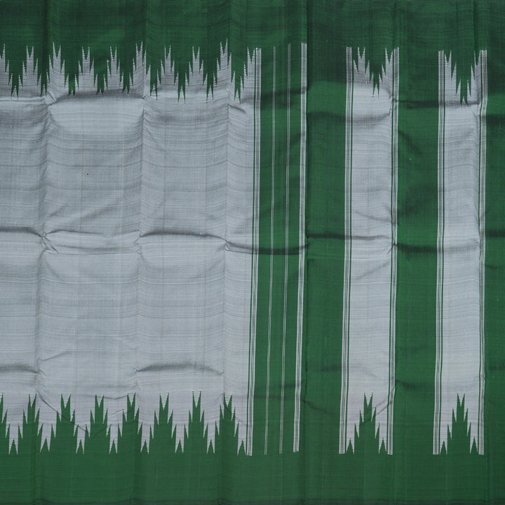 Hayagrivas Sizzling Grey Handloom Kanjivaram Silk Saree with Bottle Green Border BBD209E2-3