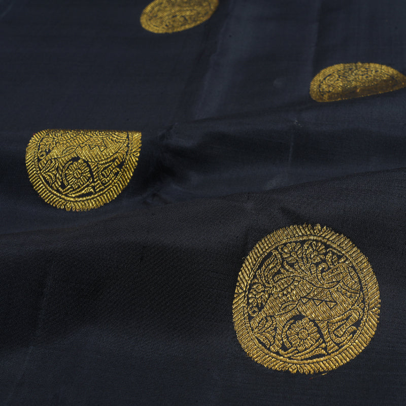 Hayagrivas Green And Black Kanjivaram Silk Saree with Green And Black Border BBD210E6-1