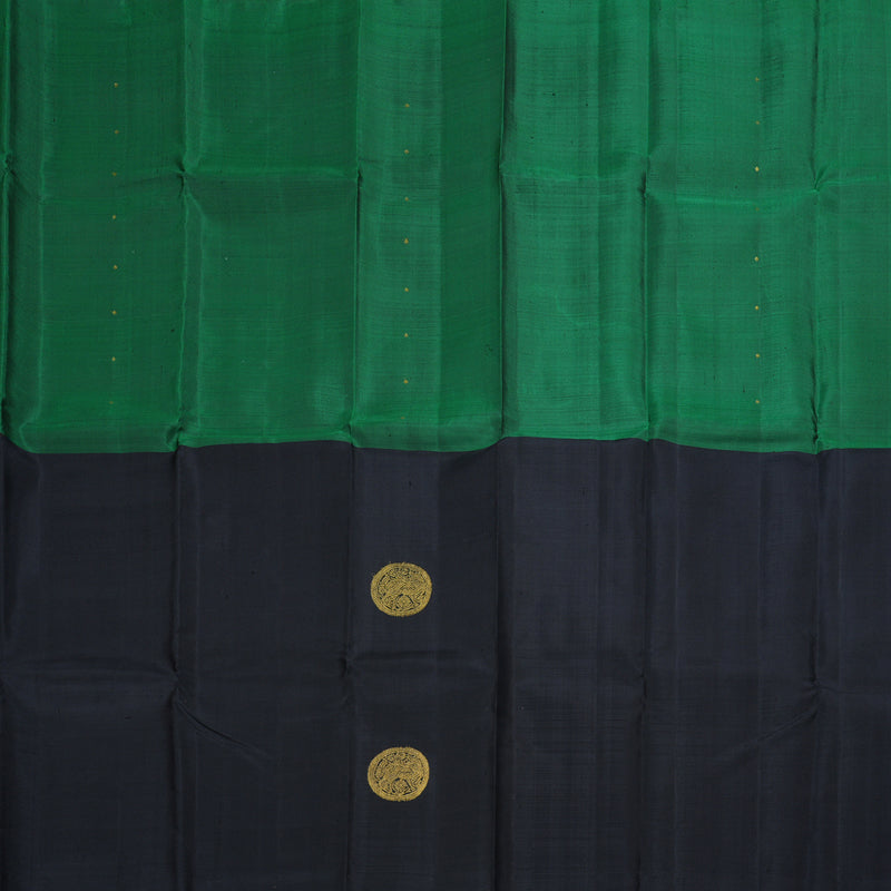 Hayagrivas Green And Black Kanjivaram Silk Saree with Green And Black Border BBD210E6-1