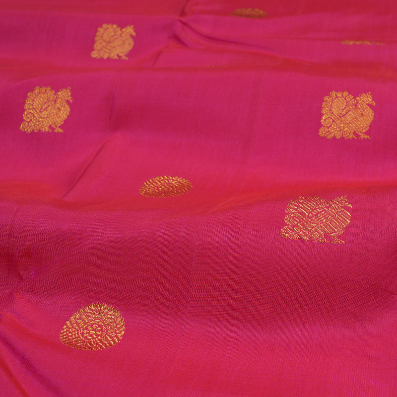 Hayagrivas Reddish Pink Kanjivaram Silk Saree with Reddish Pink Border BBD212E3-1