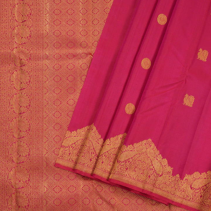 Hayagrivas Reddish Pink Kanjivaram Silk Saree with Reddish Pink Border BBD212E3-1