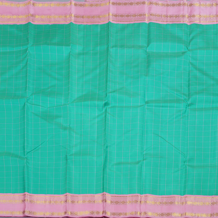 Hayagrivas Pastel Green Kanjivaram Silk Saree with Rose Pink Border BBD228E4-2