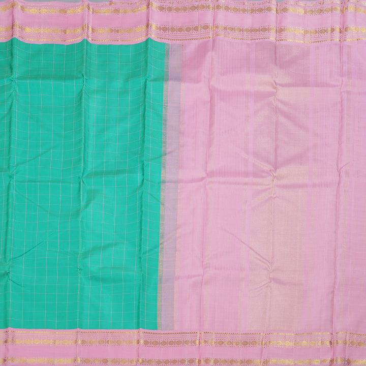 Hayagrivas Pastel Green Kanjivaram Silk Saree with Rose Pink Border BBD228E4-2