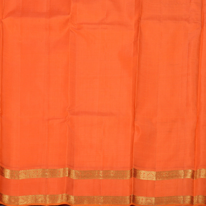 Hayagrivas White Handloom Kanjivaram Silk Saree with Orange Border BBD228E4-3