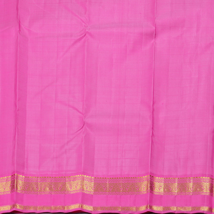 Hayagrivas Steel Grey Kanjivaram Silk Saree with Pink Border BBD228E4-4