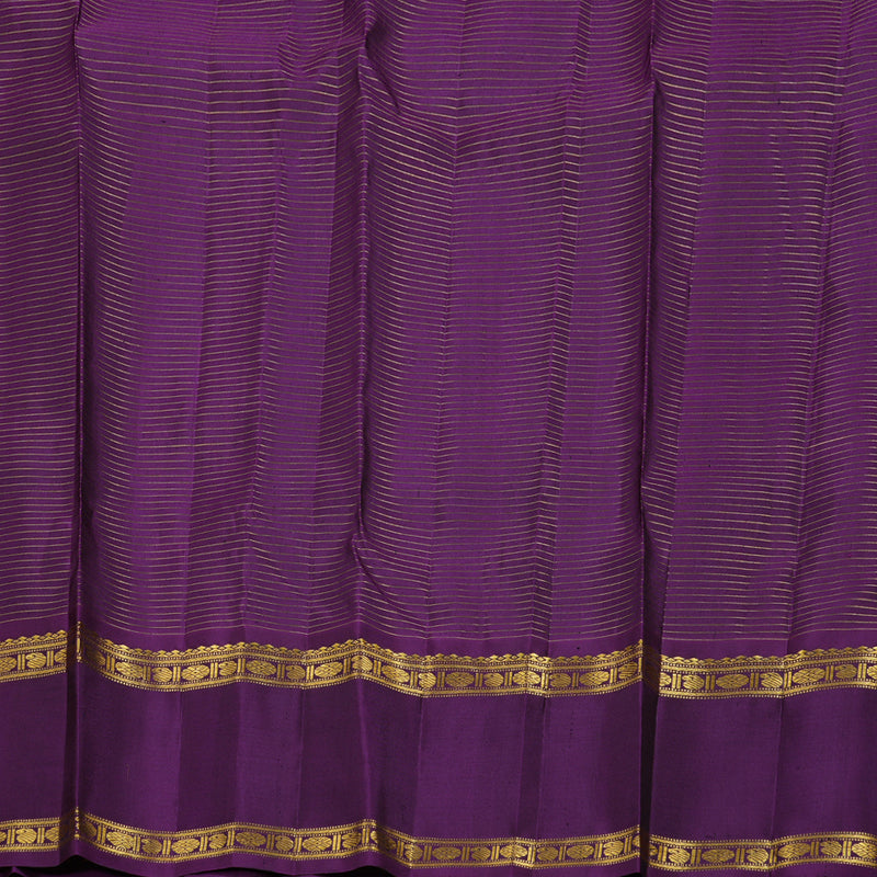 Hayagrivas Sea Blue Handloom Kanjivaram Silk Saree with Purple Border BBD234E2-2