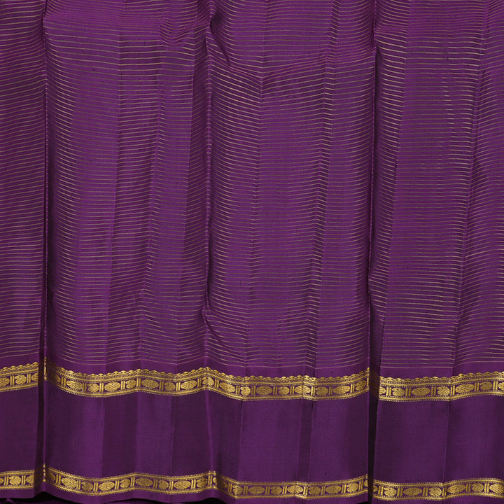 Hayagrivas Sea Blue Handloom Kanjivaram Silk Saree with Purple Border BBD234E2-2