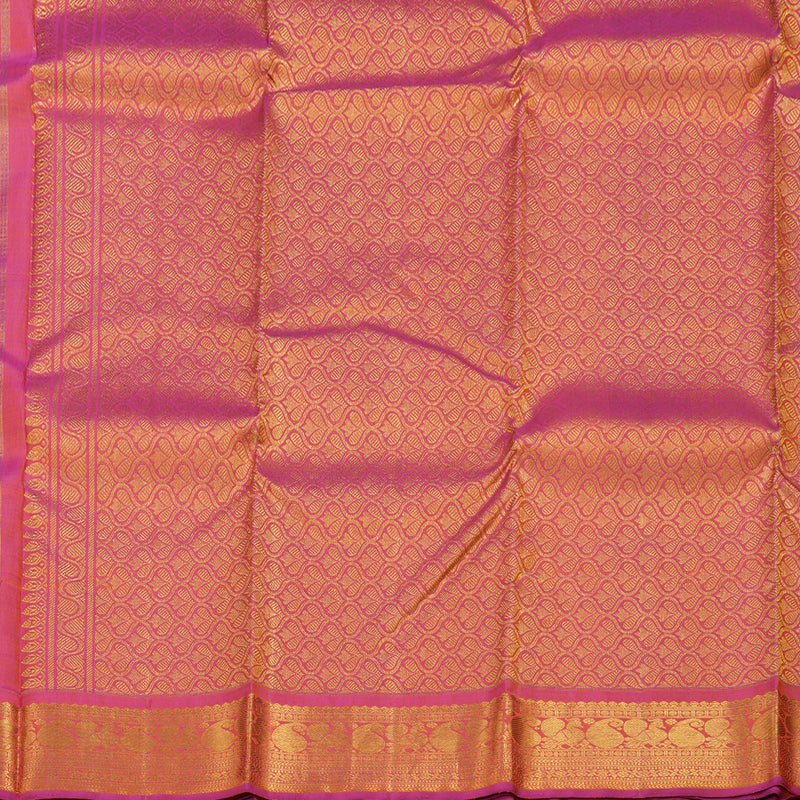 Hayagrivas Peacock Green Handloom Kanjivaram Silk Saree with Orangish Pink Border BBD235E1-7