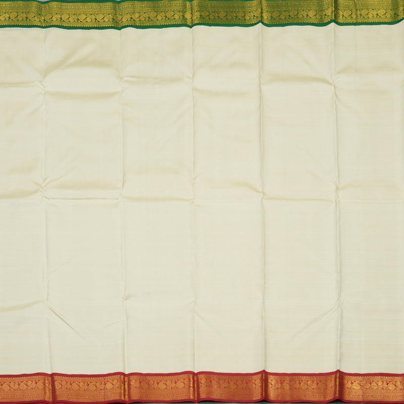 Hayagrivas Handloom Half White Kanjivaram Silk Saree with Ganga Jamuna border BBD235E2-3