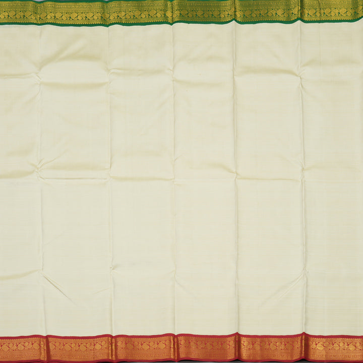 Hayagrivas Handloom Half White Kanjivaram Silk Saree with Ganga Jamuna border BBD235E2-3