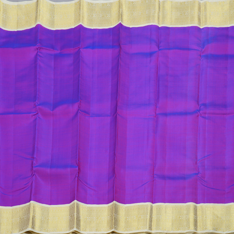 Hayagrivas Purple Kanjivaram Silk Saree with Half White Border BBD235E8-3