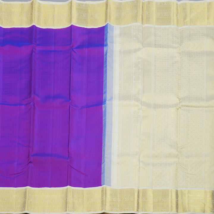 Hayagrivas Purple Kanjivaram Silk Saree with Half White Border BBD235E8-3