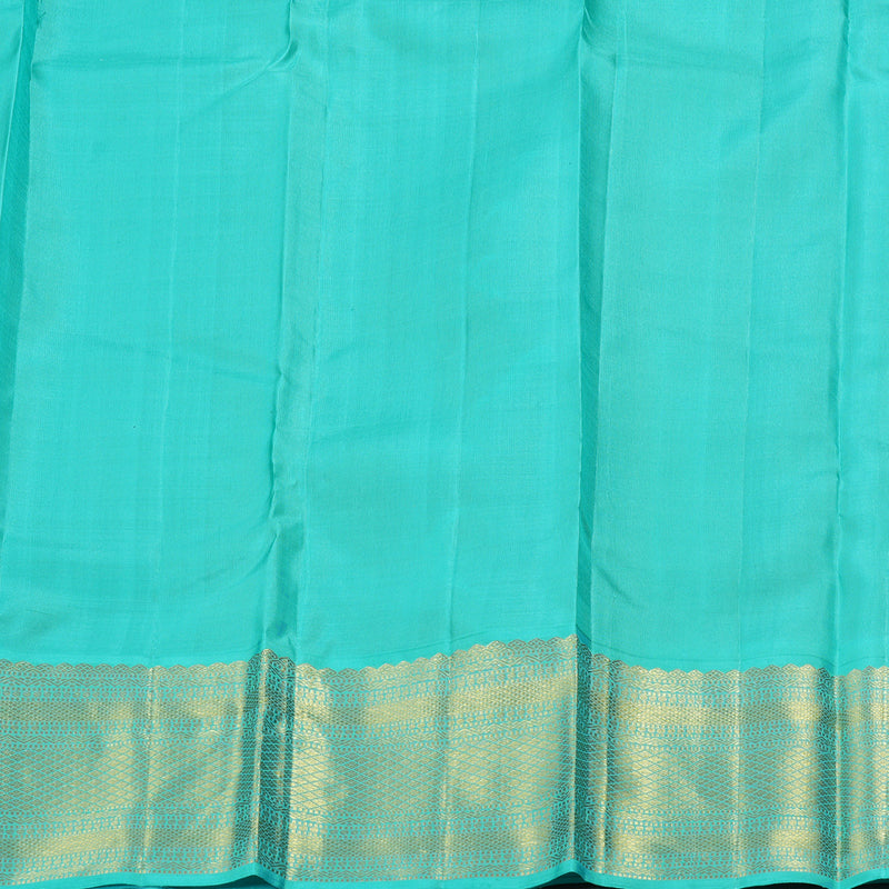 Hayagrivas Purple Kanjivaram Silk Saree with Turquoise Border  - BBD235E8-4