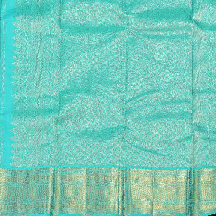 Hayagrivas Purple Kanjivaram Silk Saree with Turquoise Border  - BBD235E8-4