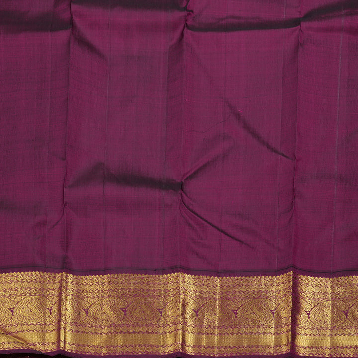 Hayagrivas Canary Yellow Kanjivaram Silk Saree with Purple Border BBD235E9-1