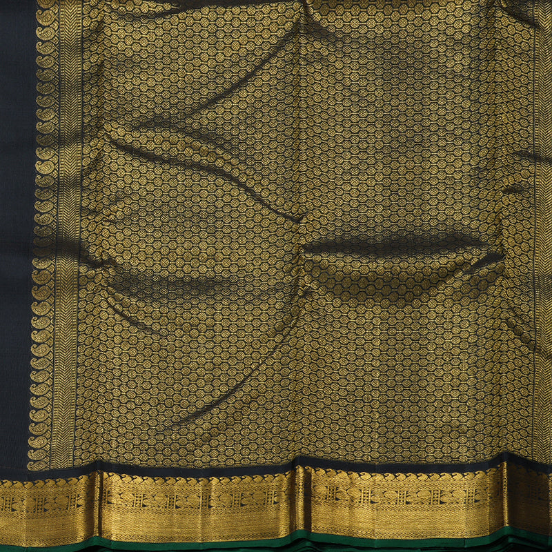 Hayagrivas Handloom Korvai Mango Yellow With Black Kanjivaram Silk Saree BBD236E3-1