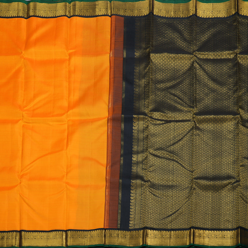 Hayagrivas Handloom Korvai Mango Yellow With Black Kanjivaram Silk Saree BBD236E3-1