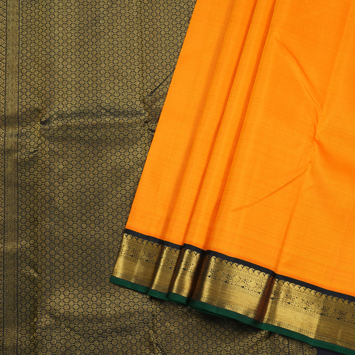 Hayagrivas Handloom Korvai Mango Yellow With Black Kanjivaram Silk Saree BBD236E3-1