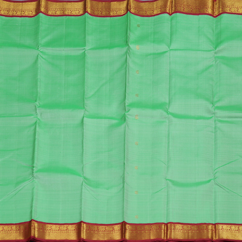 Hayagrivas Pastel Green Handloom Kanjivaram Silk Saree with Red Border BBD236E4-3