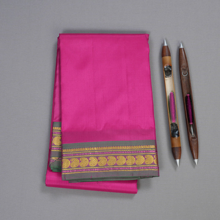 Hayagrivas Pink Handloom Kanjivaram Silk Saree with Mandhalir Border BBD237E1-5