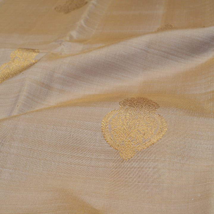 Hayagrivas Beige Kanjivaram Silk Saree with Pink Border BBD238E9-3