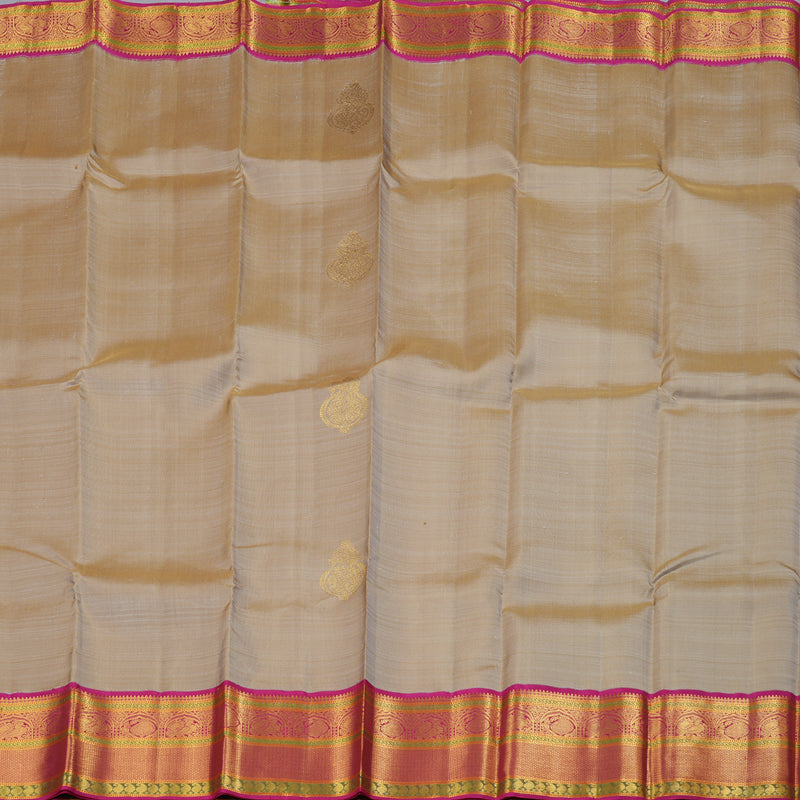 Hayagrivas Beige Kanjivaram Silk Saree with Pink Border BBD238E9-3