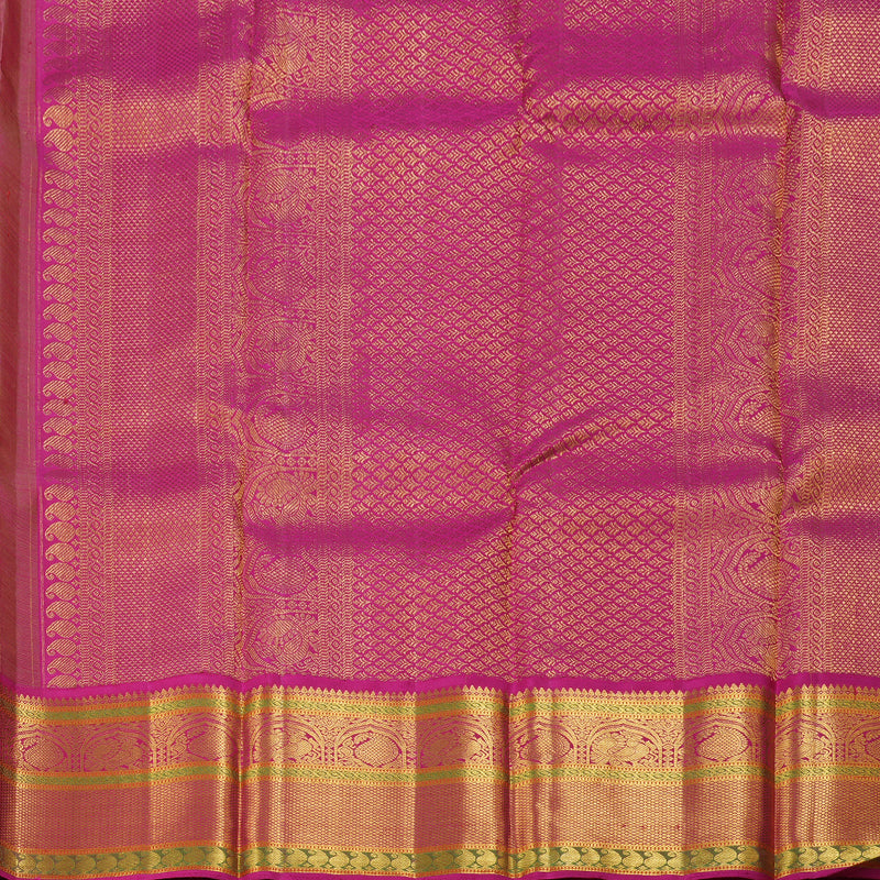 Hayagrivas Beige Kanjivaram Silk Saree with Pink Border BBD238E9-3