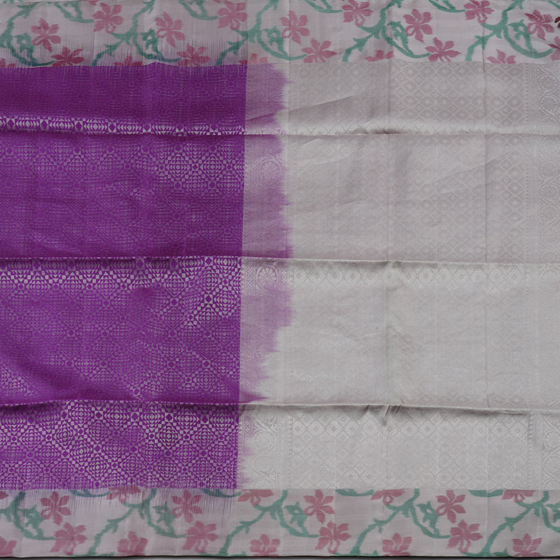 Hayagrivas Royal Purple Handloom Soft Silk Saree with Ash Grey Border BBD242E4-6