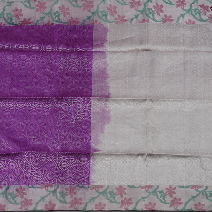 Hayagrivas Royal Purple Handloom Soft Silk Saree with Ash Grey Border BBD242E4-6