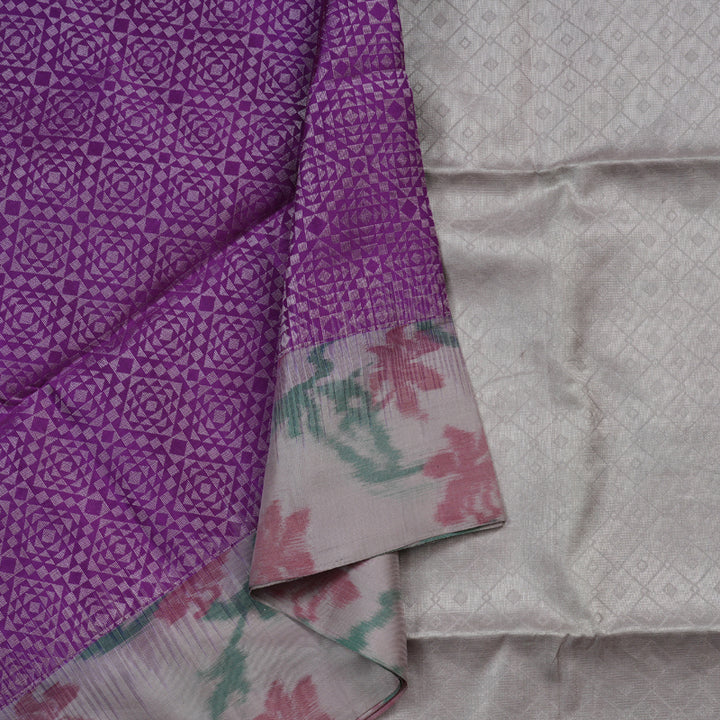 Hayagrivas Royal Purple Handloom Soft Silk Saree with Ash Grey Border BBD242E4-6
