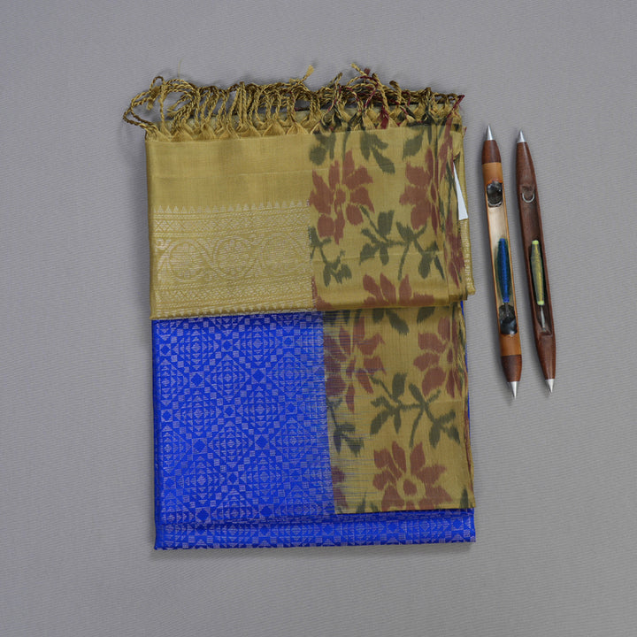 Hayagrivas Blue Handloom Soft Silk Saree with Sandal Beige Border BBD242E4-9