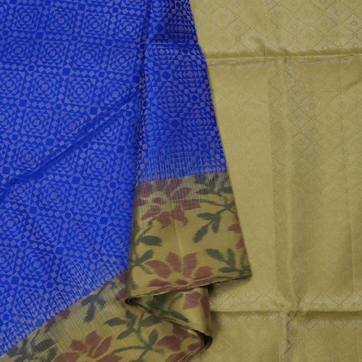 Hayagrivas Blue Handloom Soft Silk Saree with Sandal Beige Border BBD242E4-9