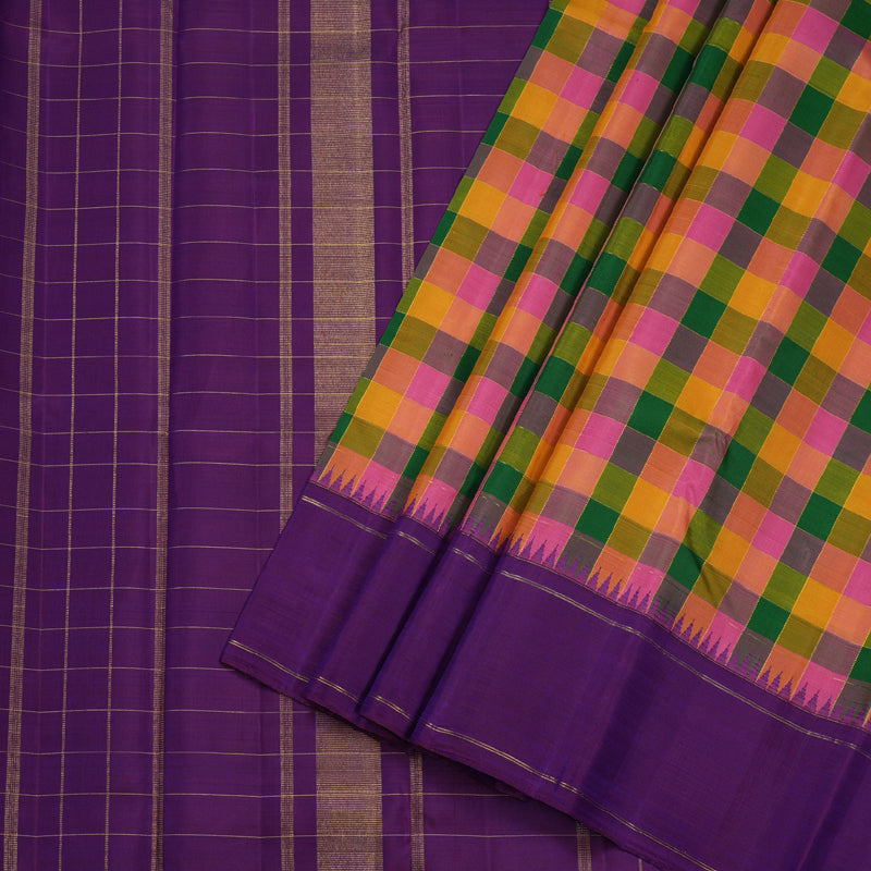 Hayagrivas Handloom Multicolor Kanjivaram Silk Saree BBD258E13-1