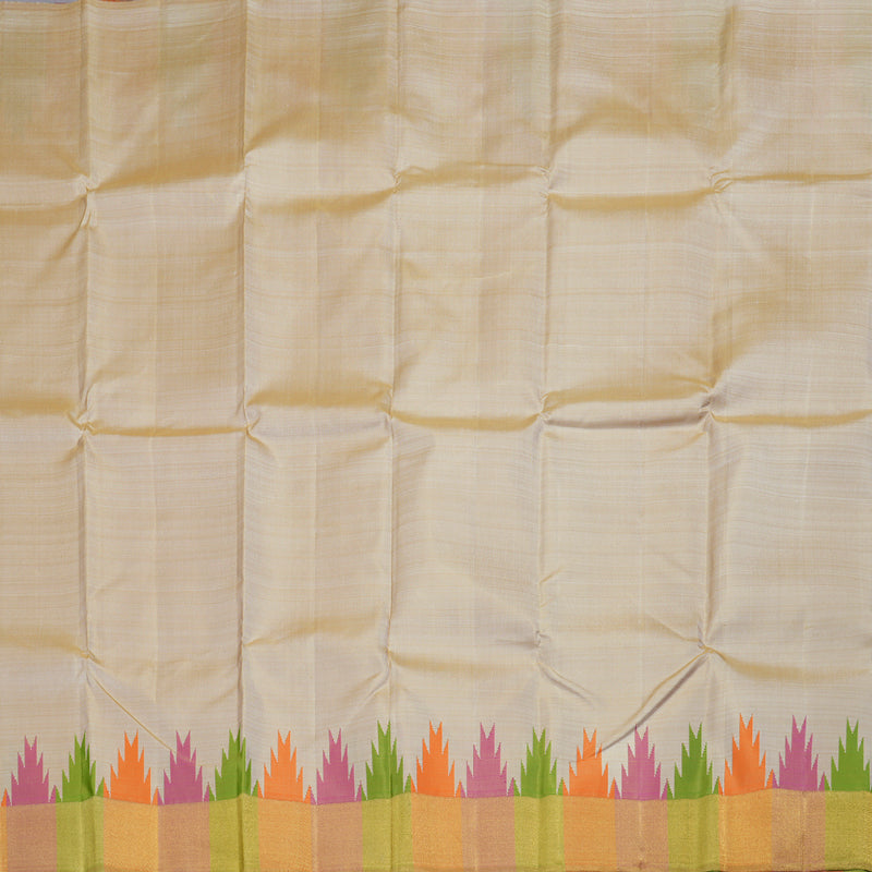 Hayagrivas Beige Temple Border  Kanjivaram Silk Saree - BBD259E4-1