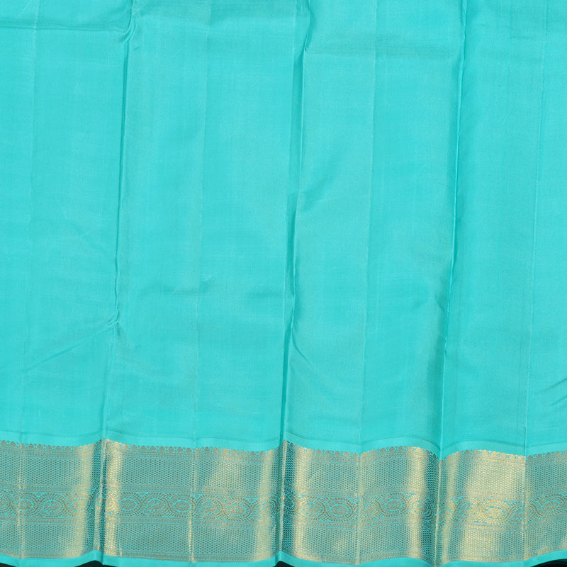 Hayagrivas Blue Kanjivaram Silk Saree with Turquoise Border BBD262E9-1