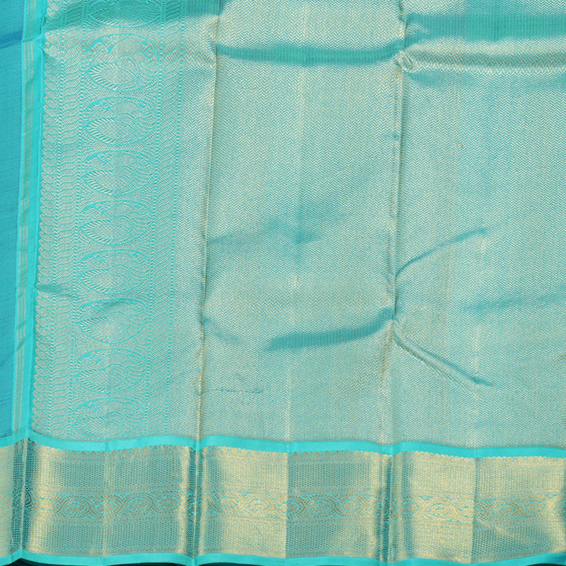 Hayagrivas Blue Kanjivaram Silk Saree with Turquoise Border BBD262E9-1