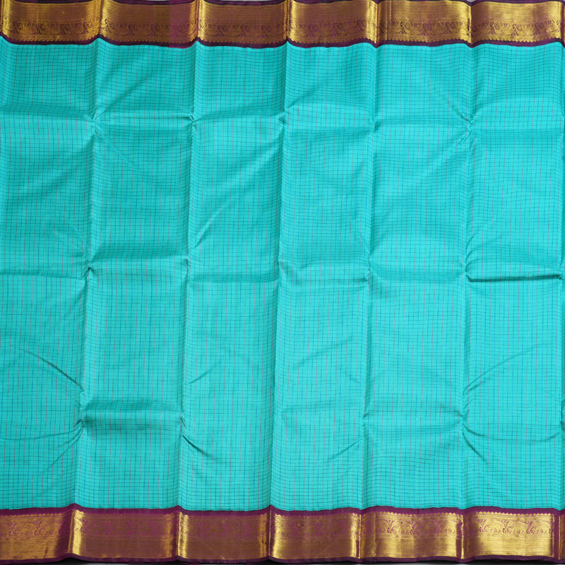 Hayagrivas Sky Blue Handloom Kanjivaram Silk Saree with Dark Purple Border BBD264E5-1