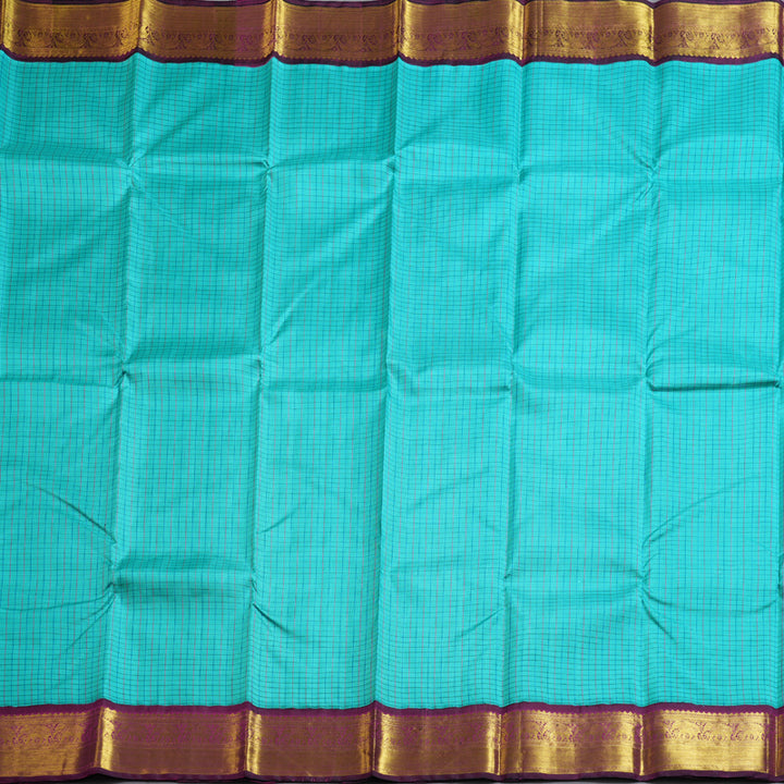 Hayagrivas Sky Blue Handloom Kanjivaram Silk Saree with Dark Purple Border BBD264E5-1