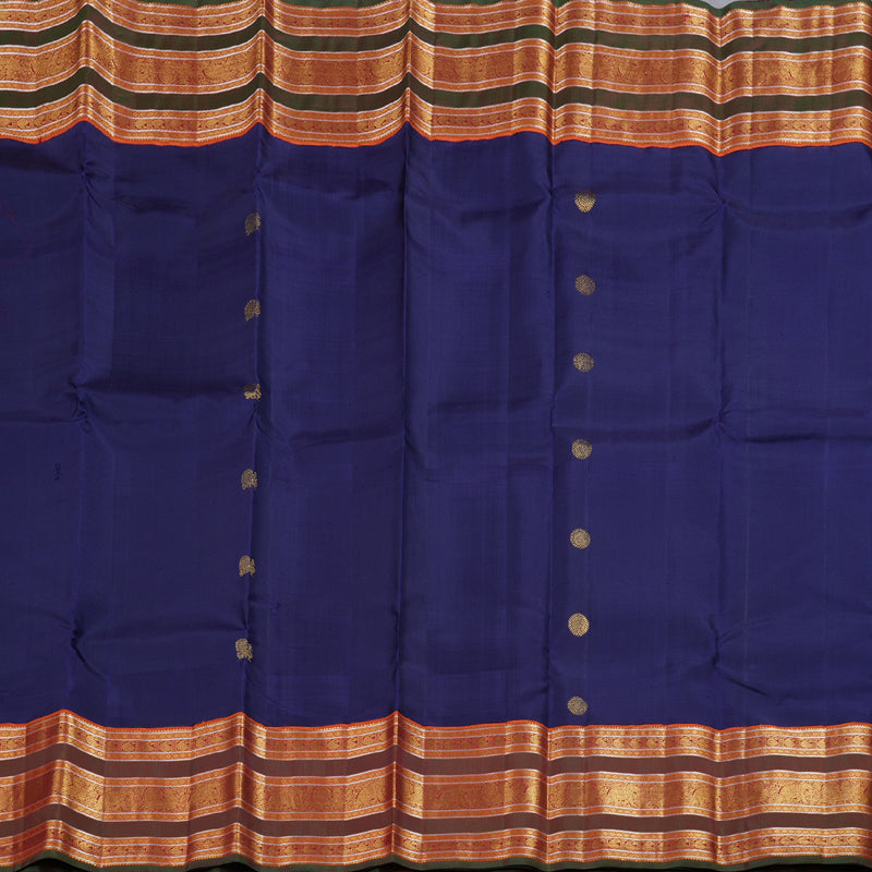 Hayagrivas Blue Kanjivaram Silk Saree with Mandhalir Border - BBD271E1-1