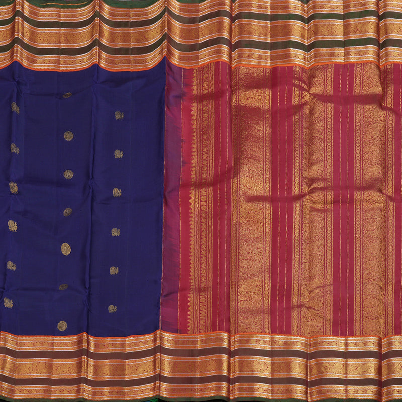 Hayagrivas Blue Kanjivaram Silk Saree with Mandhalir Border - BBD271E1-1