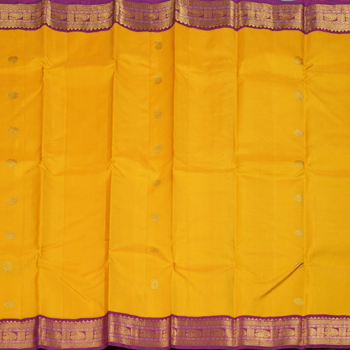 Hayagrivas Yellow Kanjivaram Silk Saree with Pink Border - BBD276E4-1