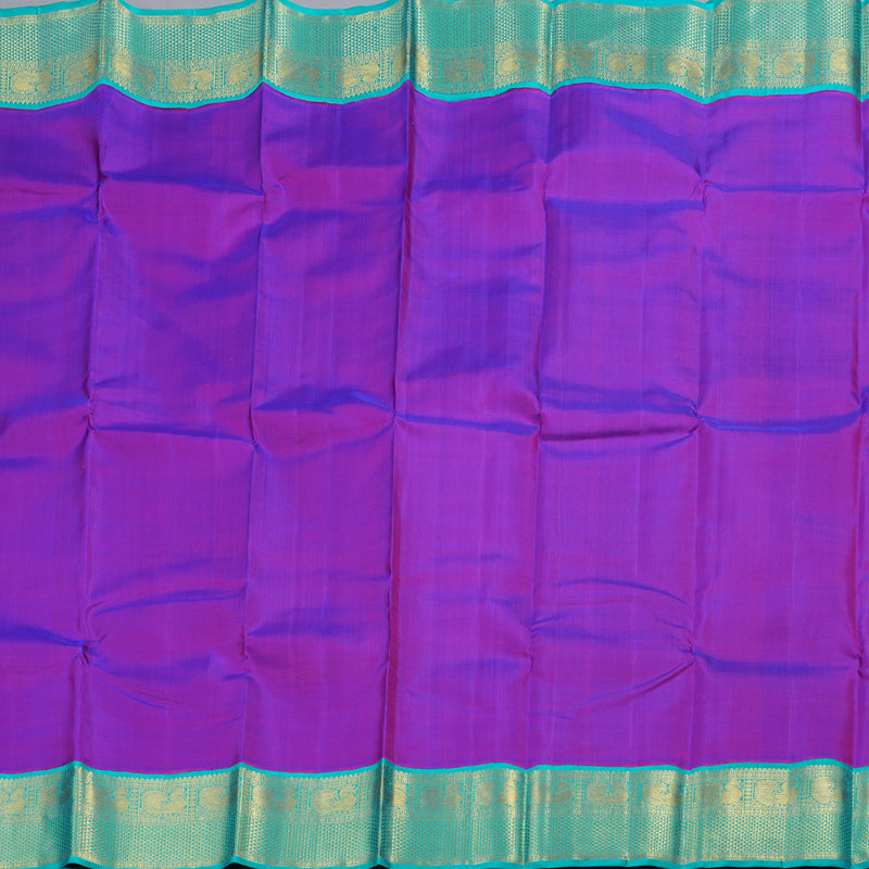 Hayagrivas Purple Kanjivaram Silk Saree with Sea Blue Border BBD280E8-1