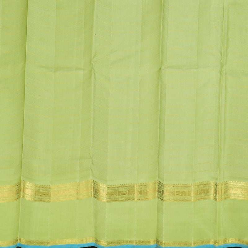 Hayagrivas Deep Purple Kanjivaram Silk Saree with Apple Green Edging and Light Blue Border - BBD304E3-1